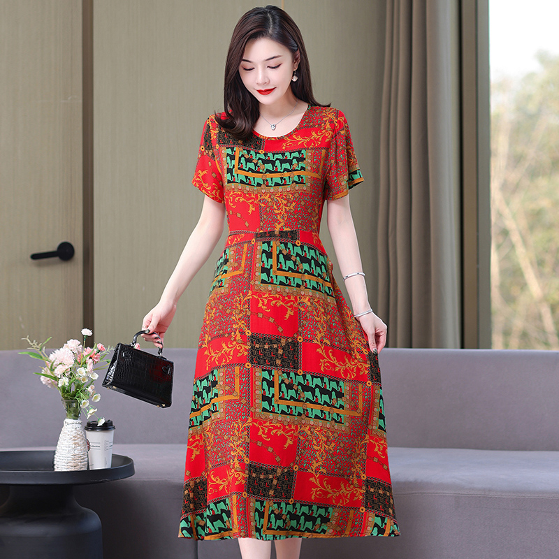 Summer Boho Dresses for Women 2022 Vintage Short Sleeve Female Long Dress with Floral Pattern Harajuku Elegant Women’s Clothing alx