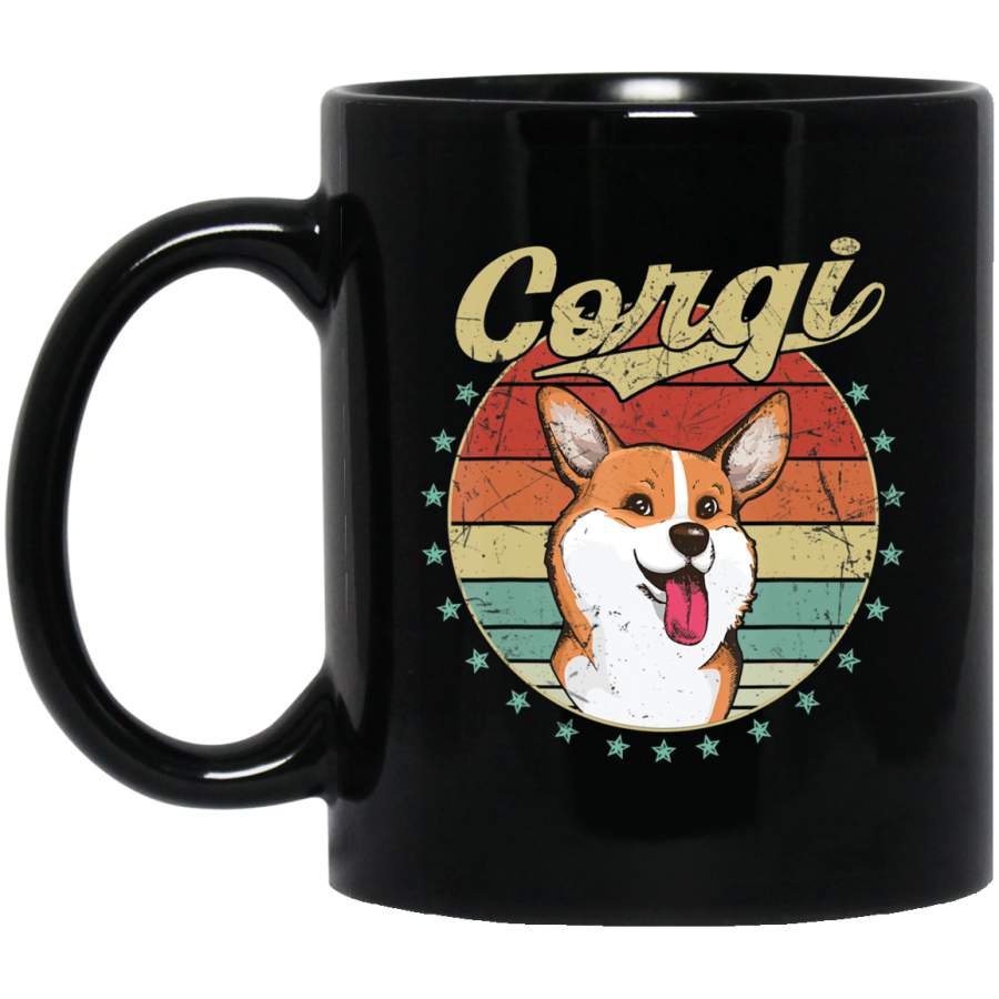 Corgi Lover Vintage Style Gift Dog Dad Dog Mom Black Mug Pet Owner, Dog Dad Mom Lover, Best Friends Gifts Funny Sayings Slogan Cute