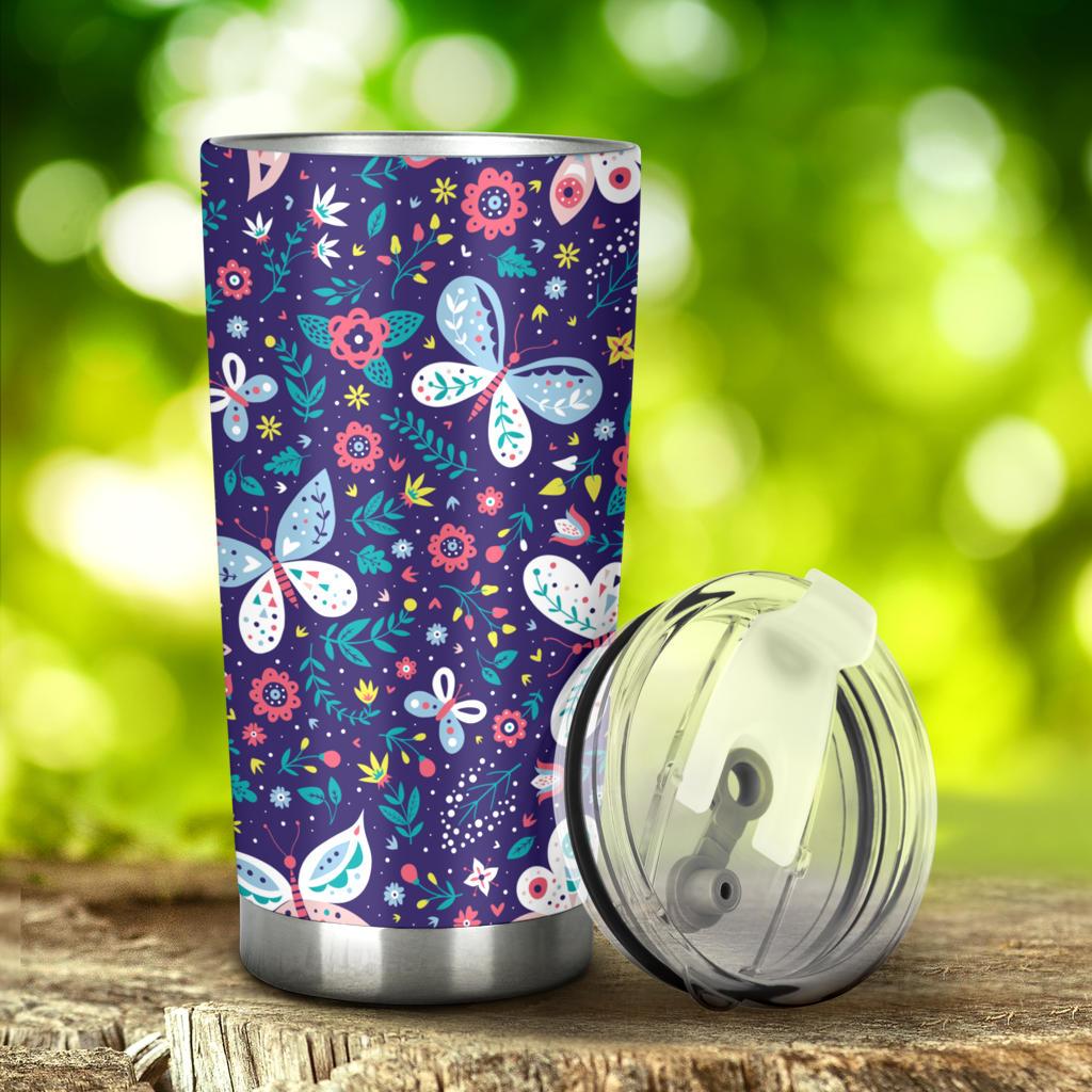 Colorful Butterfly Flower Pattern.Eps Tumbler