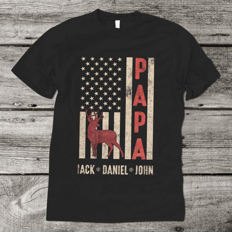 Personalized American Shirt Papa With Grandkid Nickname V1