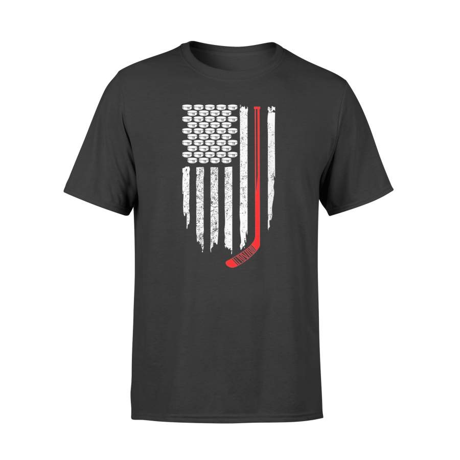 Hockey T Shirt – Patriotic Hockey Flag T-Shirt – Standard T-shirt