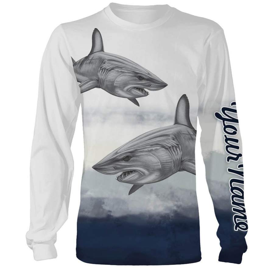 Shark Fishing Customize Name 3D All Over Printed Shirts For Adult And Kid Personalized Fishing Gift NQS260