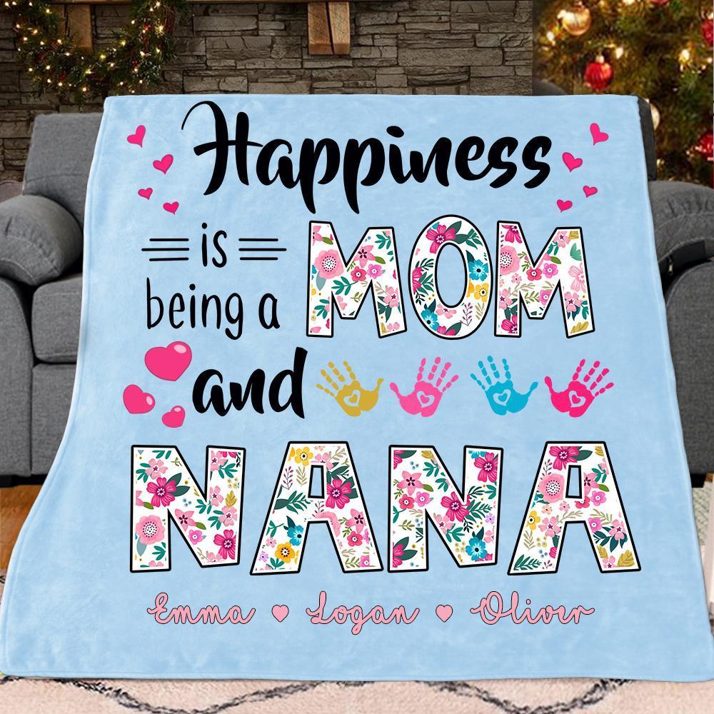 Custom Double Titles Christmas Blanket With Grandkids’ Names