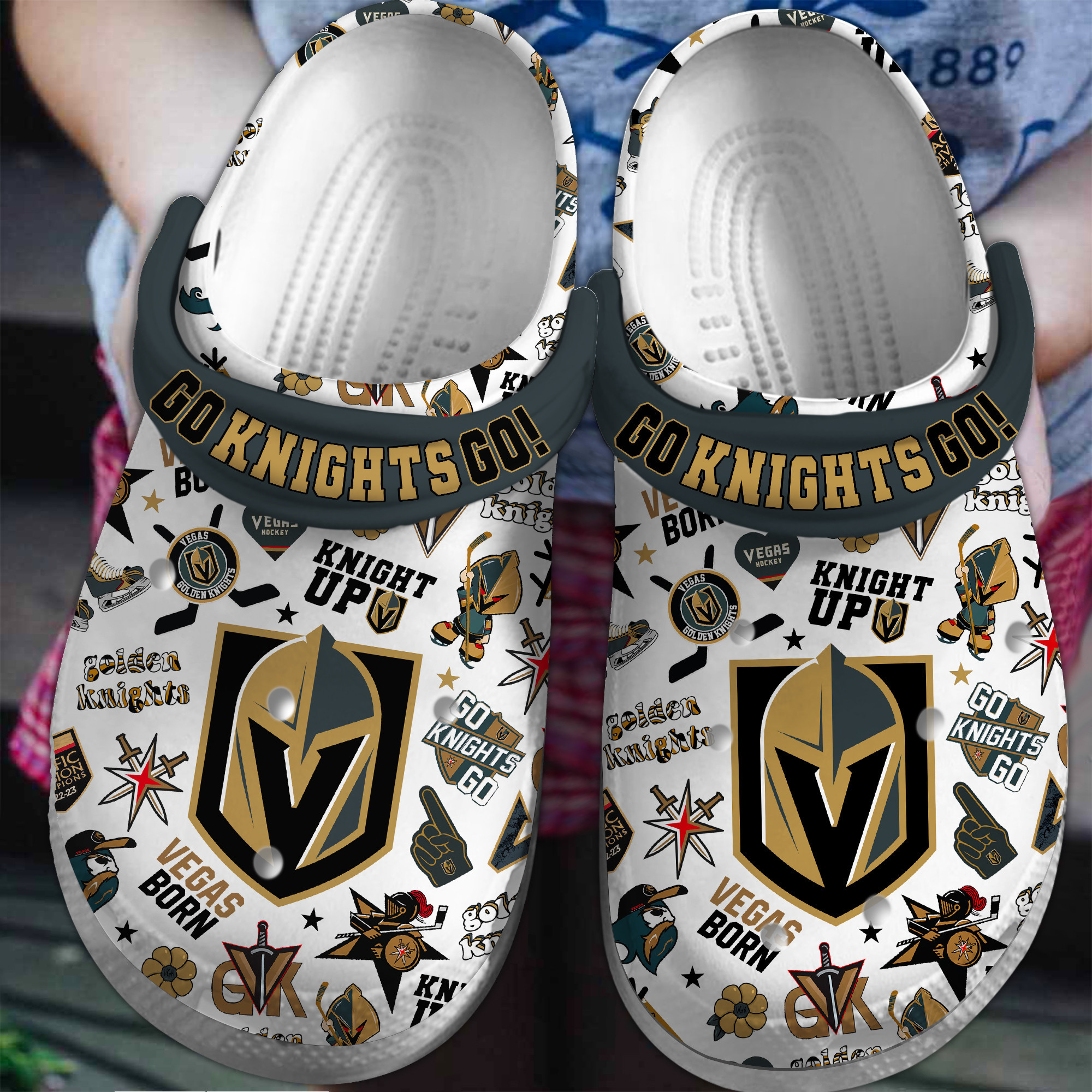 Vegas Golden Knights NHL Sport Crocs Crocband Clogs Shoes Comfortable For Men Women and Kids 4