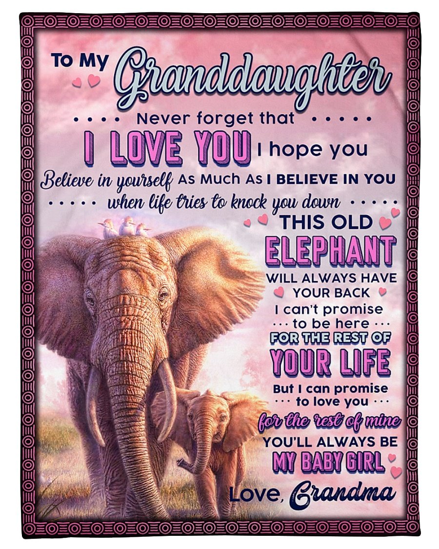 To My Granddaughter From Grandma Elephant Fleece Blanket