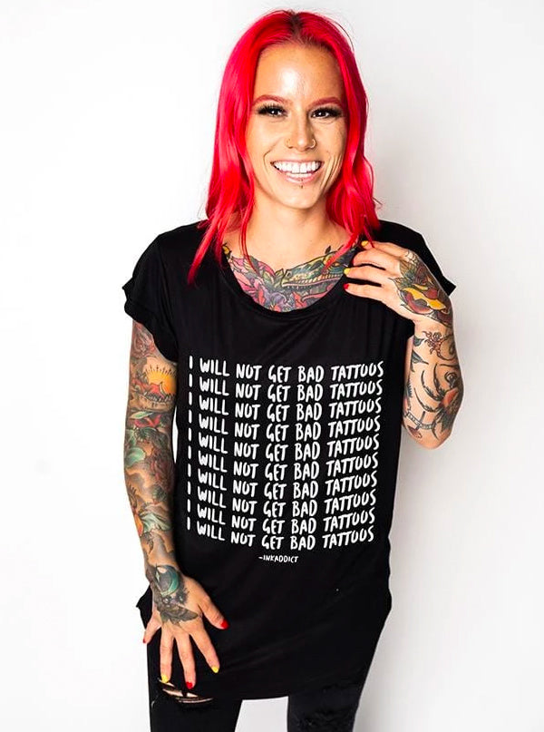 Women’S Bad Tattoos Cuffed Sleeve Tee By Inkaddict (Options)