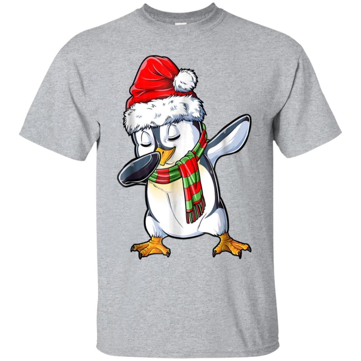 Dabbing Penguin Santa T Shirt Christmas Girls Boys Kids Gift