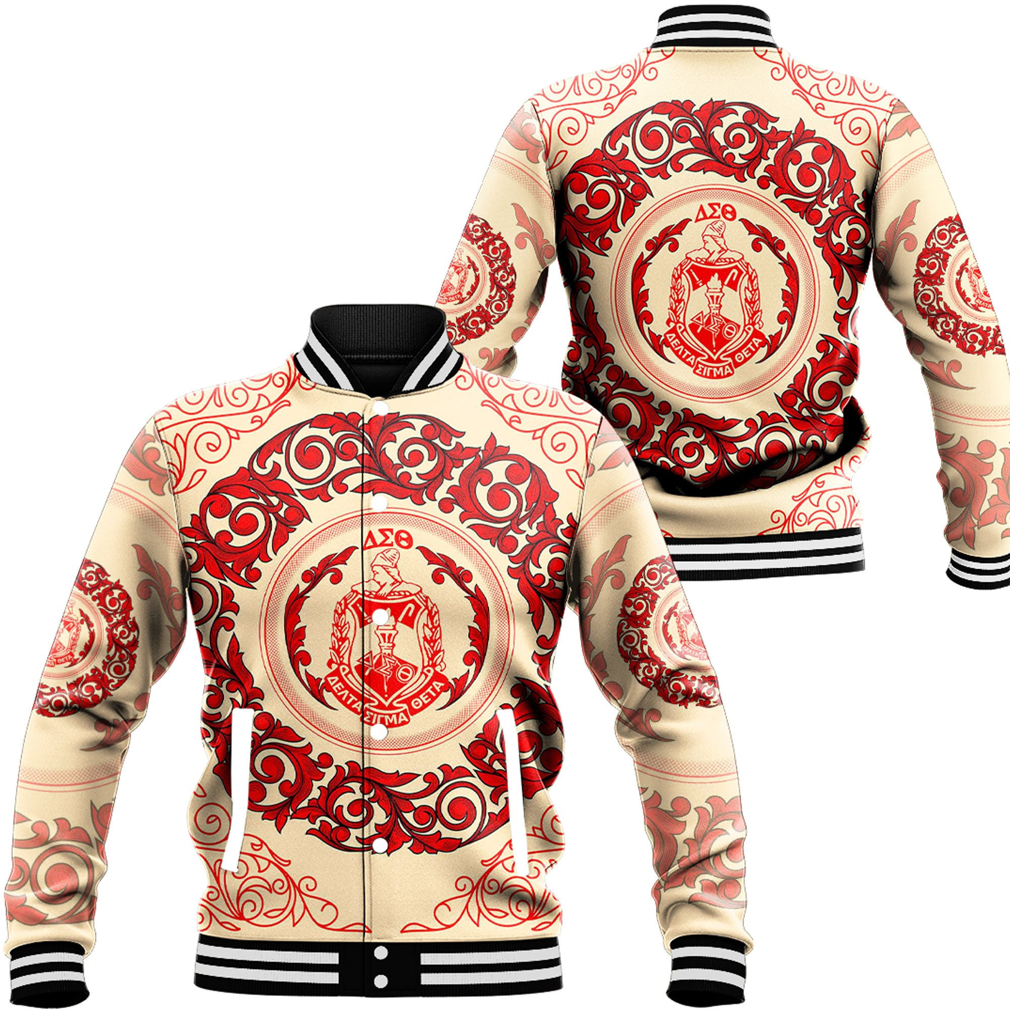 Africa Zone Clothing – Delta Sigma Theta Cream Sorority Baseball Jackets A35