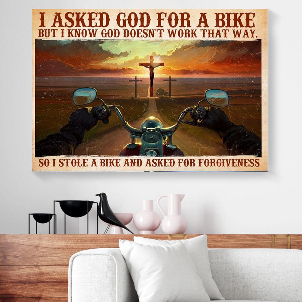 Best Canvas Prints I Asked God For A Bike Motorcycle Horizontal Canvas Wall Art Delightful Living Room Bedroom Bathroom Home Decoration