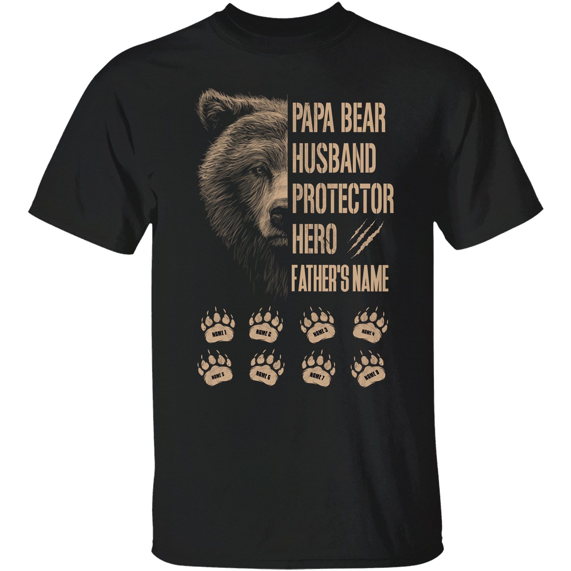 Papa Bear Husband Protector Hero – Personalized Shirt For Papa, Idea Gift From Son Daughter