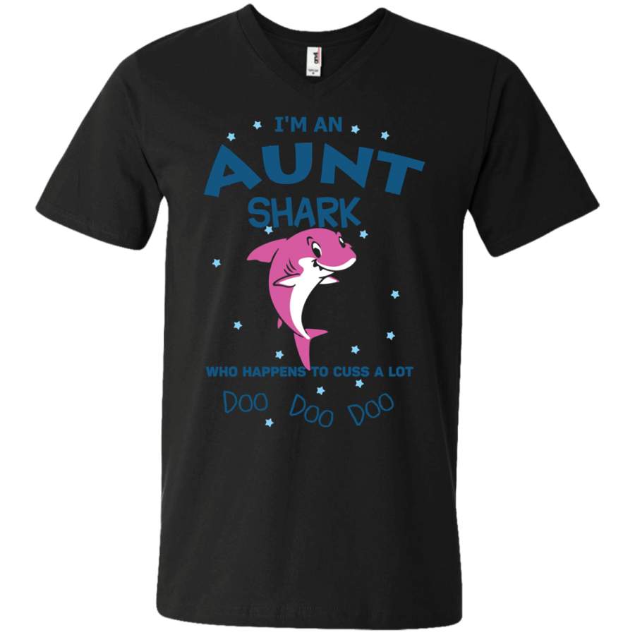 AGR I’m an Aunt shark who happens to cuss a lot doo doo doo Unisex V-neck