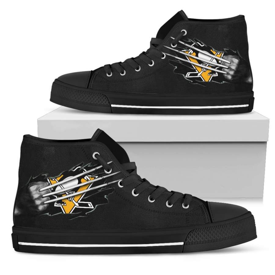 Scratch Of The Wolf Pittsburgh Penguins High Top Shoes