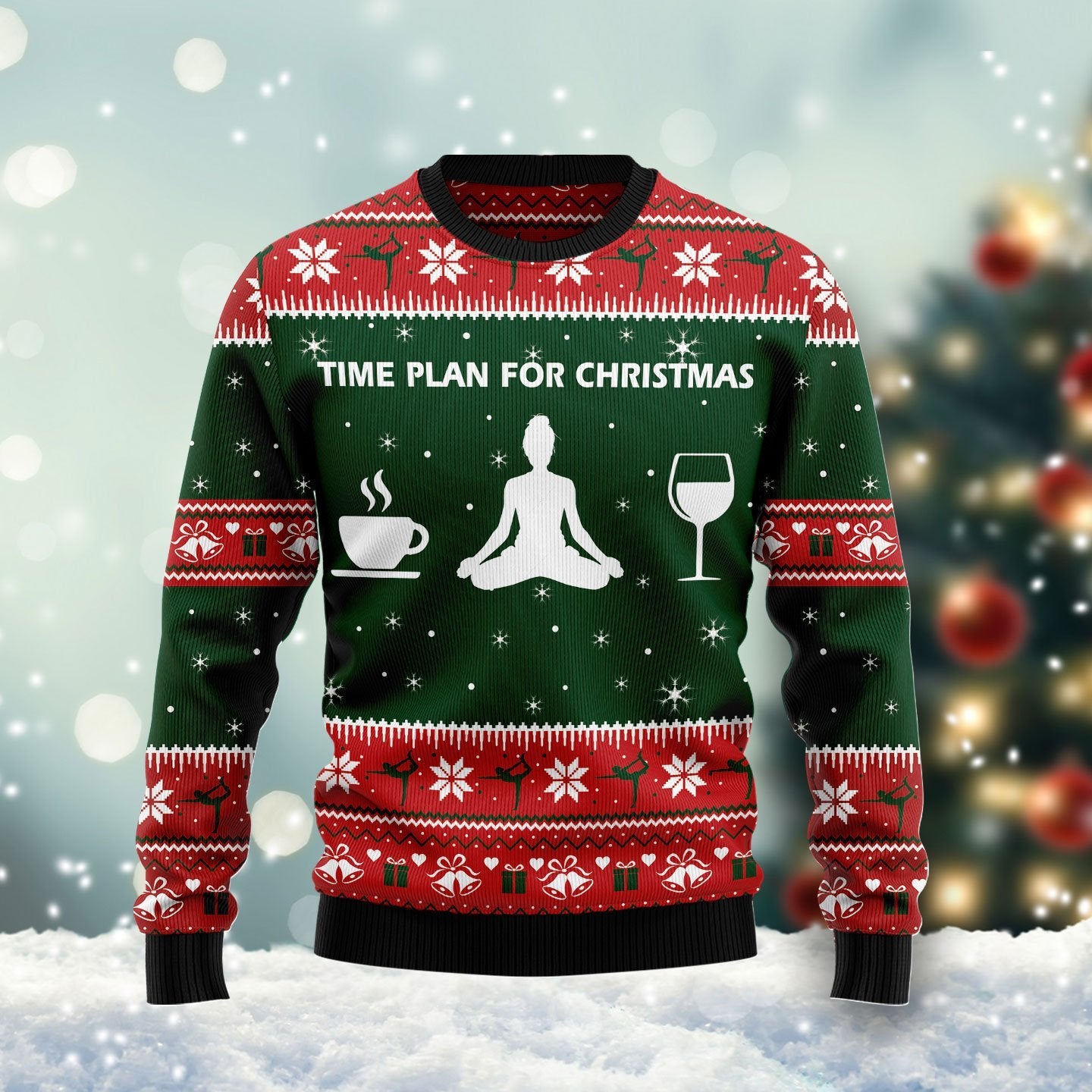 Time Plan For Christmas Yoga Ugly Christmas Sweater | For Men & Women | Adult | Us6028