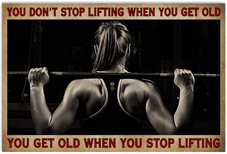 Vintage Gym Fitness Woman You Don’T Stop Lifting When You Get Old Poster Art Print      Home Decor Gift For Men Women Family Friend On Birthday Xmas