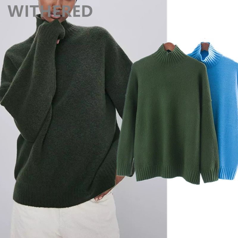 vintage solid turtleneck oversize wool sweaters