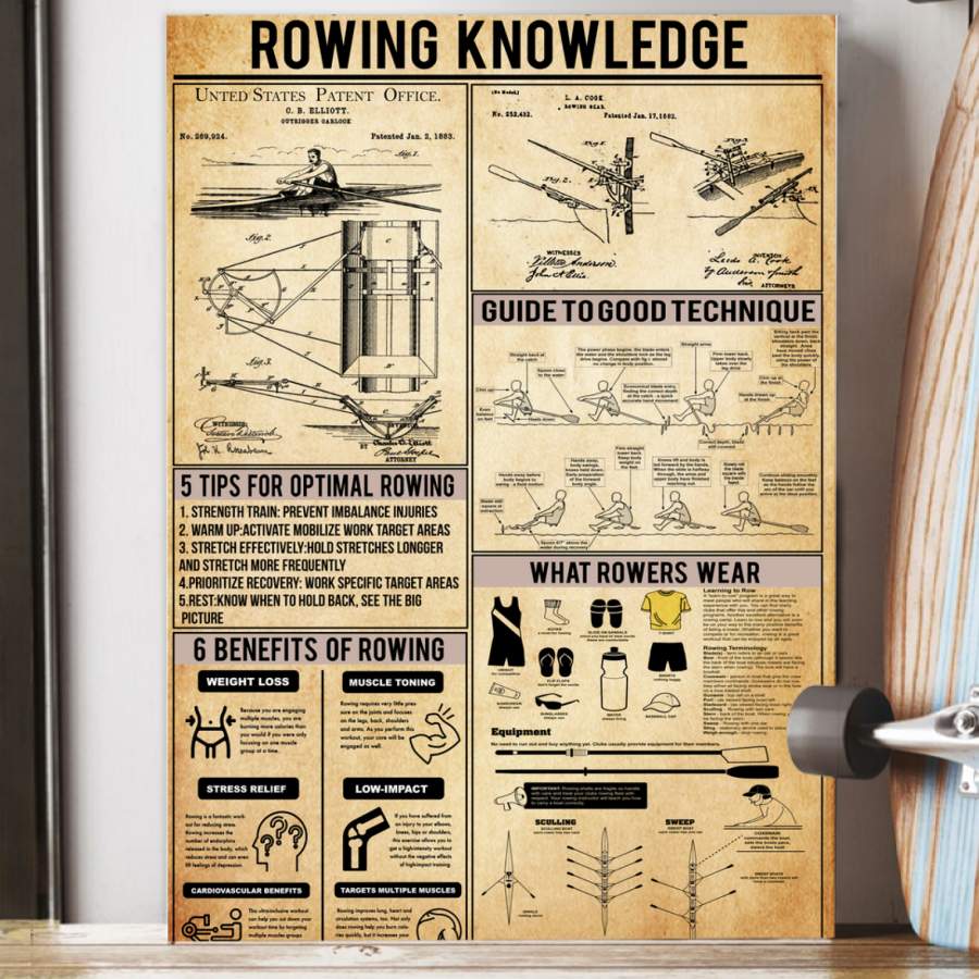 Rowing Knowledge  Unique Custom Design  Poster  Gift