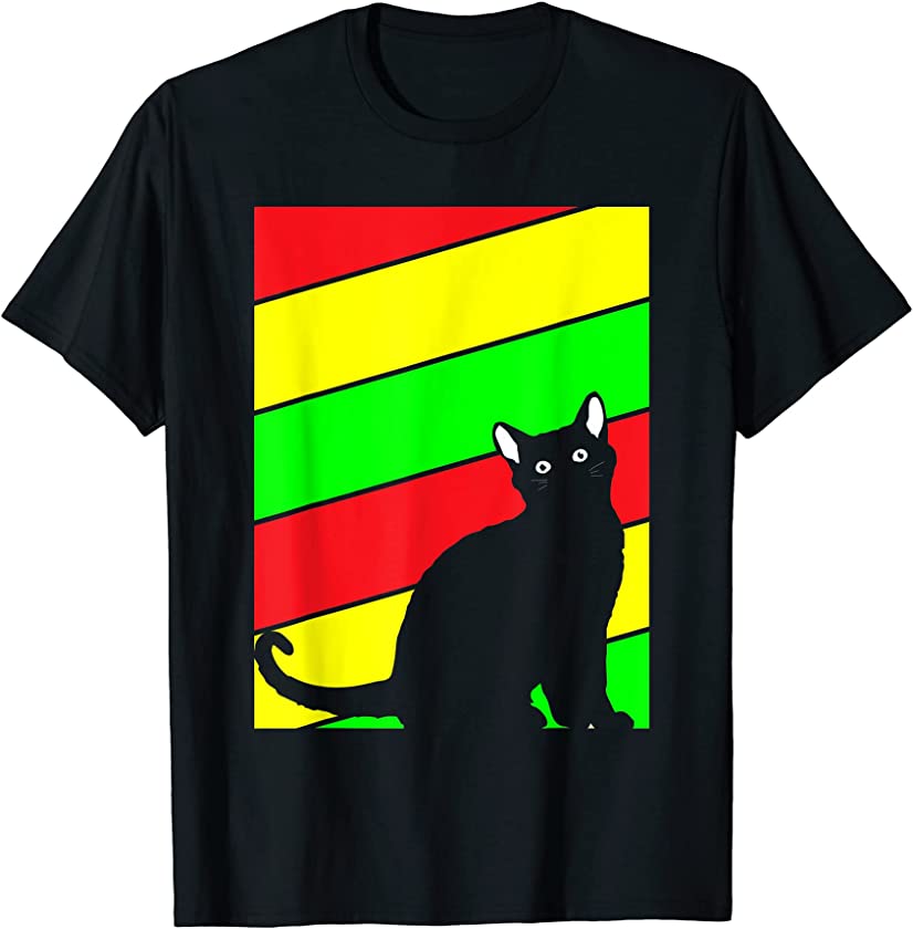 Black Cat Juneteenth Retro Melanin Pride African American T-Shirt