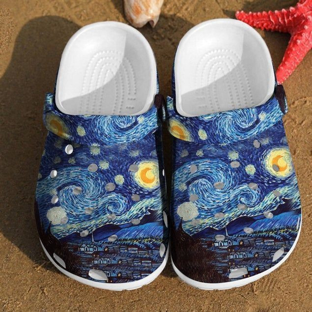 Starry Night Vincent Van Gogh Paintings Rubber clog Shoes Comfy Footwear