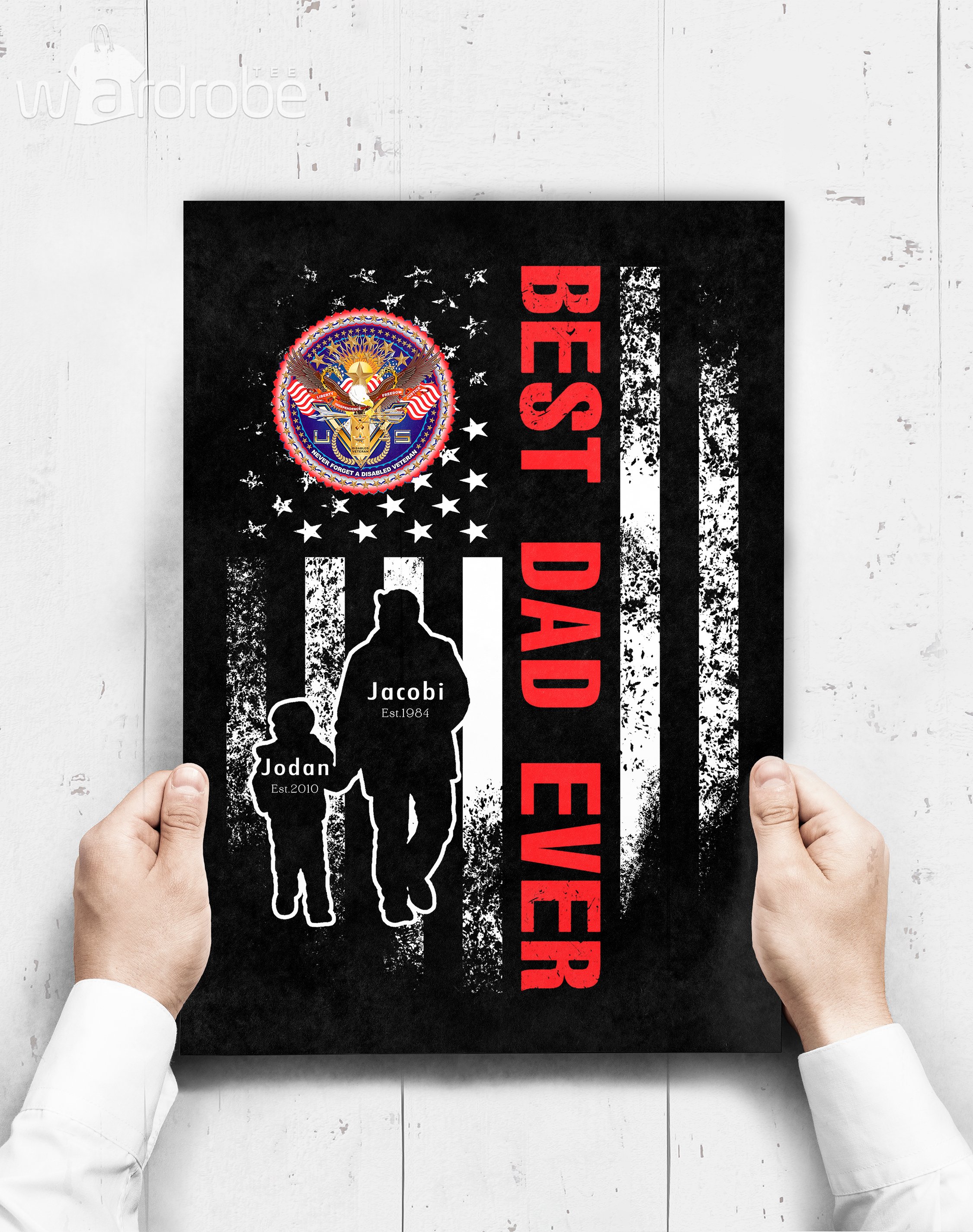 Personalized Father’s Day Gift Custom Poster Prints Wall Art Dad And Son Never Forget A Disabled Veteran