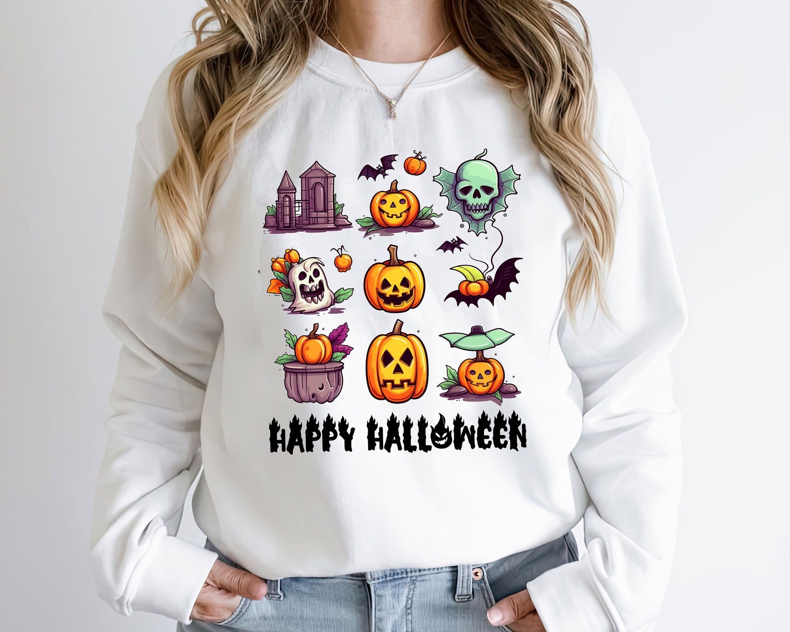 Funny Halloween 2D Crewneck Sweatshirt All Over Print Sweatshirt For Women Sweatshirt For Men