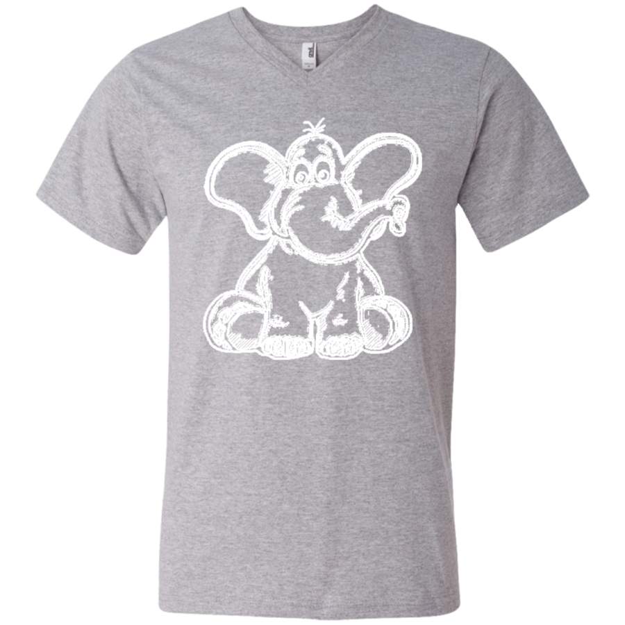 Cartoon Elephant Stencil Men’s V-Neck T-Shirt