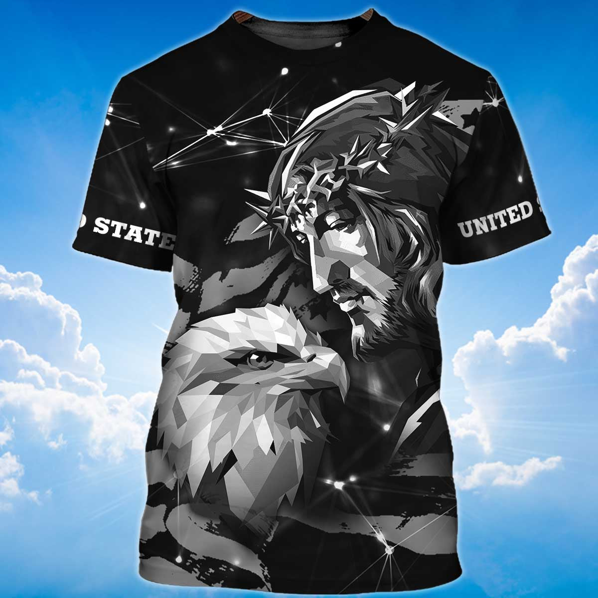 Eagle And God T Shirt, Eagle Lover Black Shirt 3D For Adults