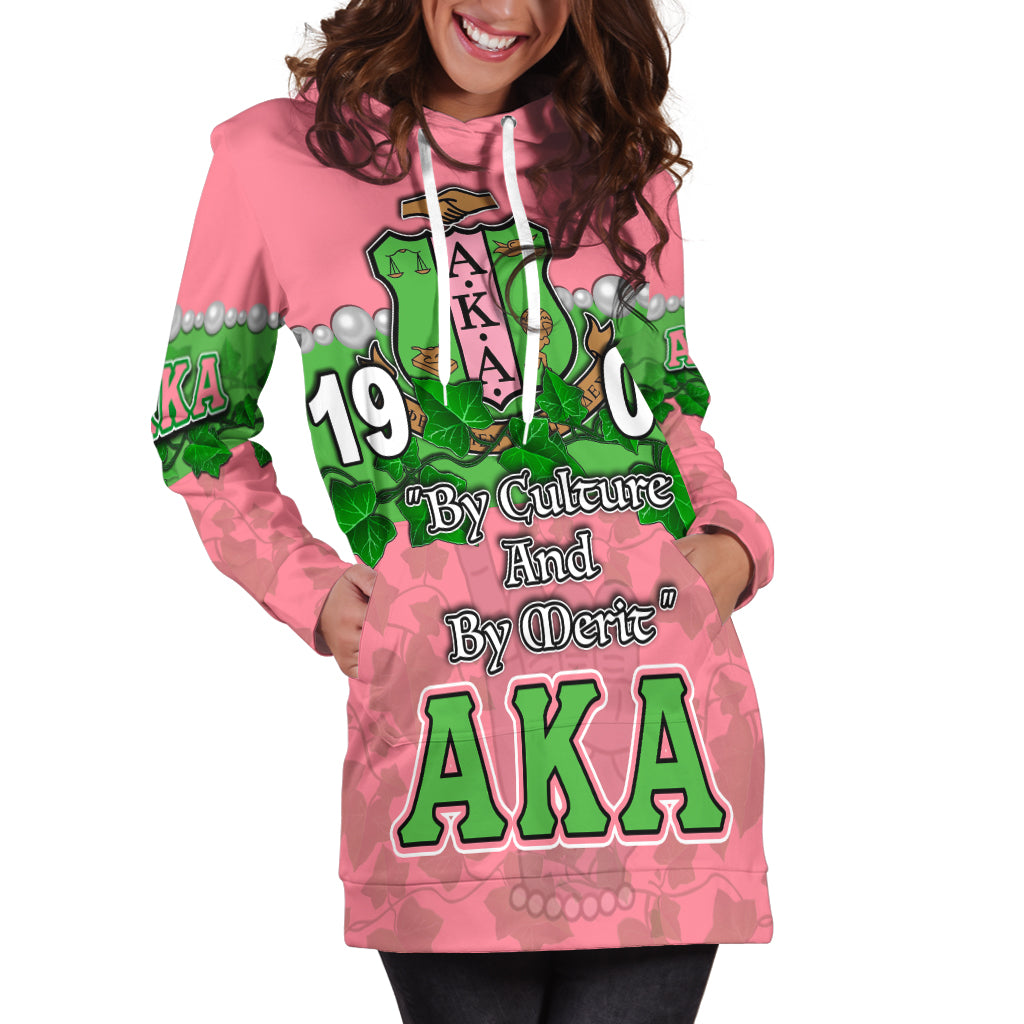 Alpha Kappa Alpha Hoodie Dress Ivy Leaf Pink Style Lt6