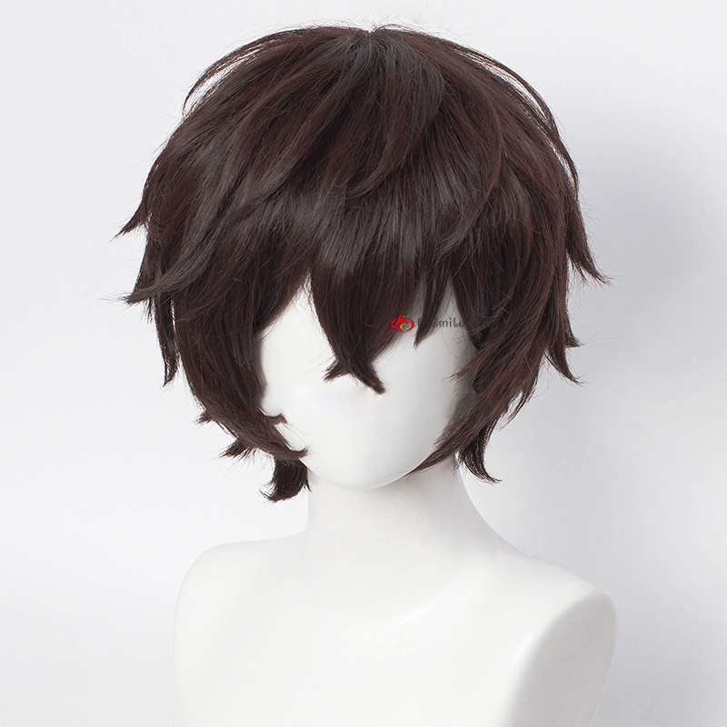 2022 Osamu Wig Anime Bungo Stray Dogs Cosplay Short Brown Black Heat Resistant Synthetic Hair Halloween Party Wigs + Wig Cap alx