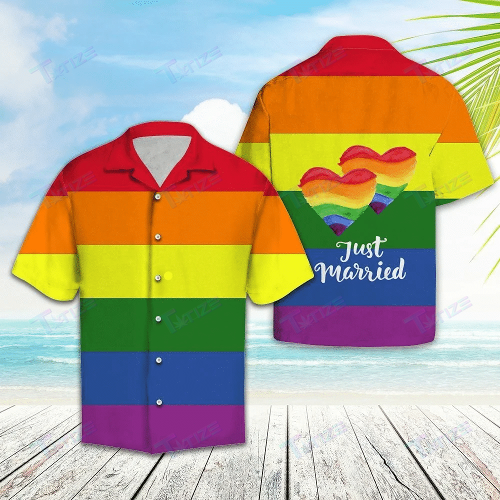 Just Married Lgbt Hawaii Aloha Shirts All Over Printed Hawaii Shirt Size S Ha111246