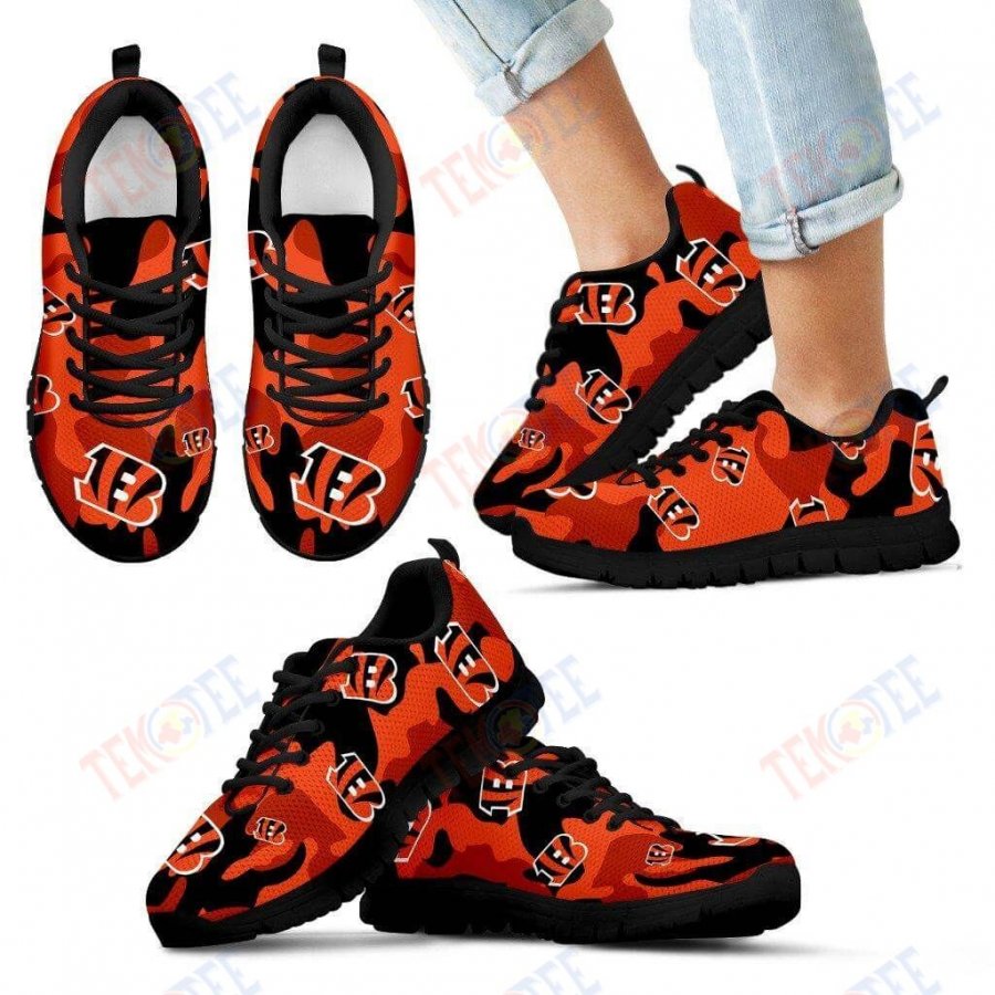 Mens Womens Cincinnati Bengals Sneaker Cotton Camouflage Fabric Military Solider Style Sneaker Running Shoes For Men Women TDT495