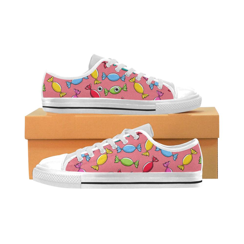 Colorful wrapped candy pattern Men’s Low Top Shoes White