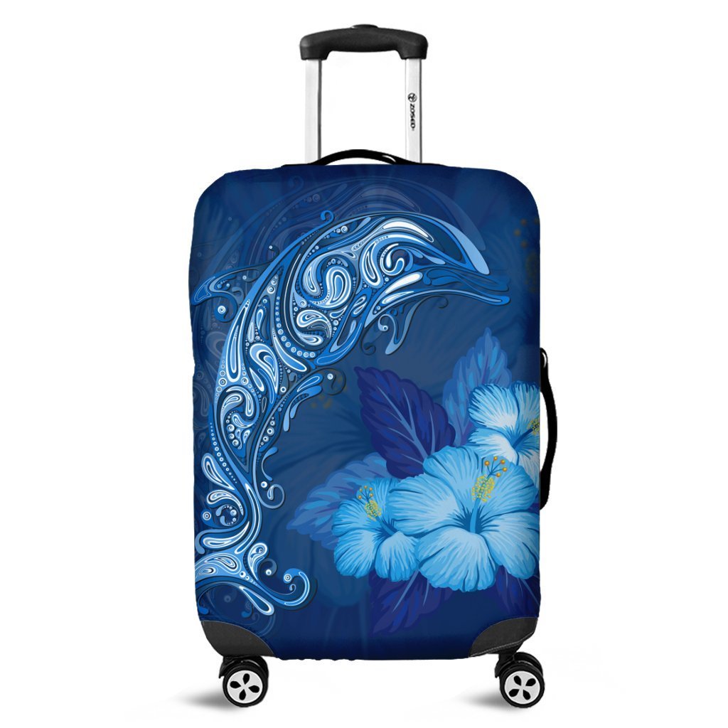 Hawaiian Dolphin Hibiscus Tropic Blue Polynesian Luggage Covers