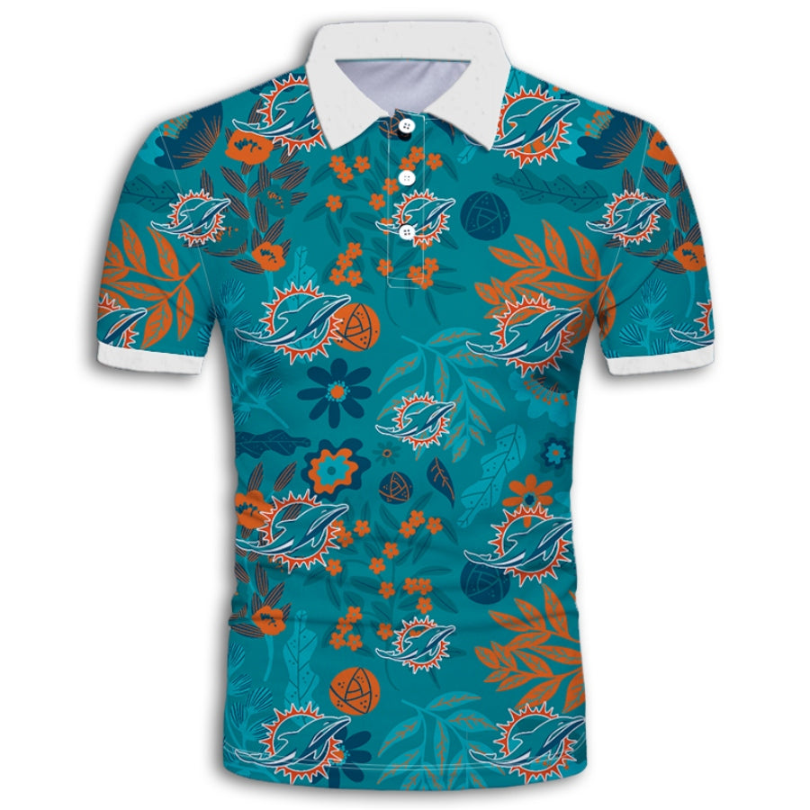 Miami Dolphins Aloha Hawaiian Polo Shirt