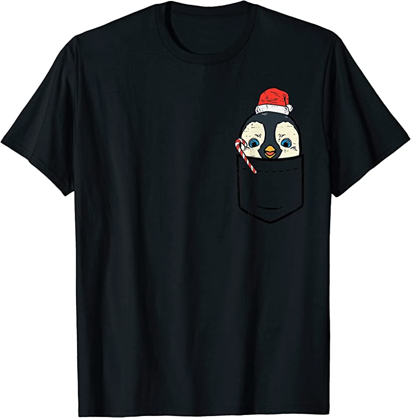 Pocket Penguin Santa Cute Animal Christmas Pajamas Xmas PJs T-Shirt