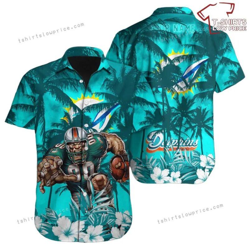 Miami Dolphins Hawaiian Shirt Nfl Football Custom Name Hawaiian Shirt Cheap For Mens Womens