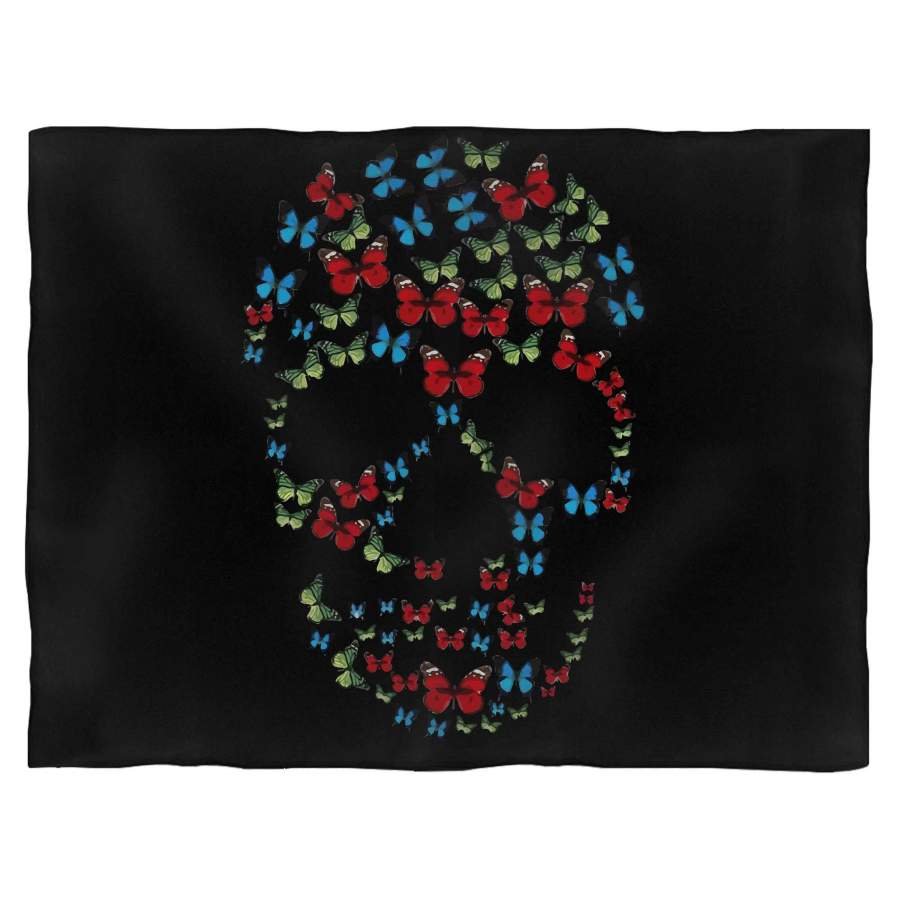 Butterfly Skull Colourful Blanket