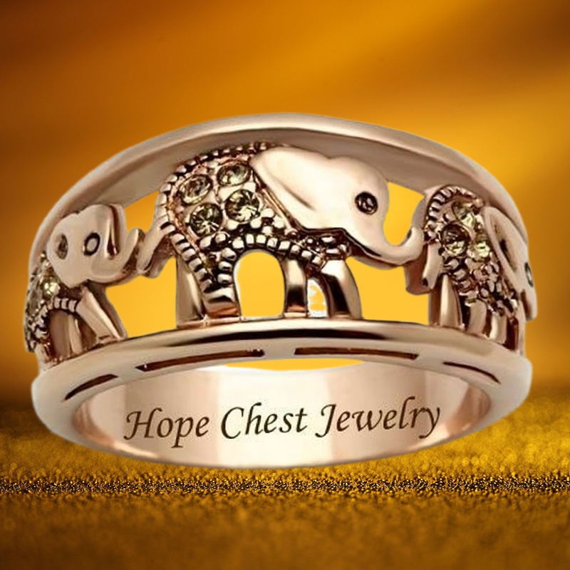 Retro Fashion Elephant Jewelry Ring Ladies Personality Hollow Drip Oil Animal Jewelry Anniversary Engagement Birthday Gift alx