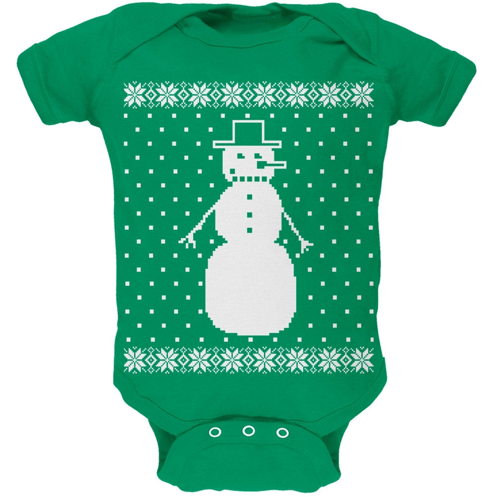 Big Snowman Ugly Christmas Sweater Black Soft Baby One Piece