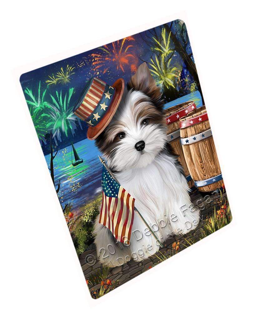 4Th Of July Independence Day Fireworks Biewer Terrier Dog At The Lake Blanket Blnkt75927