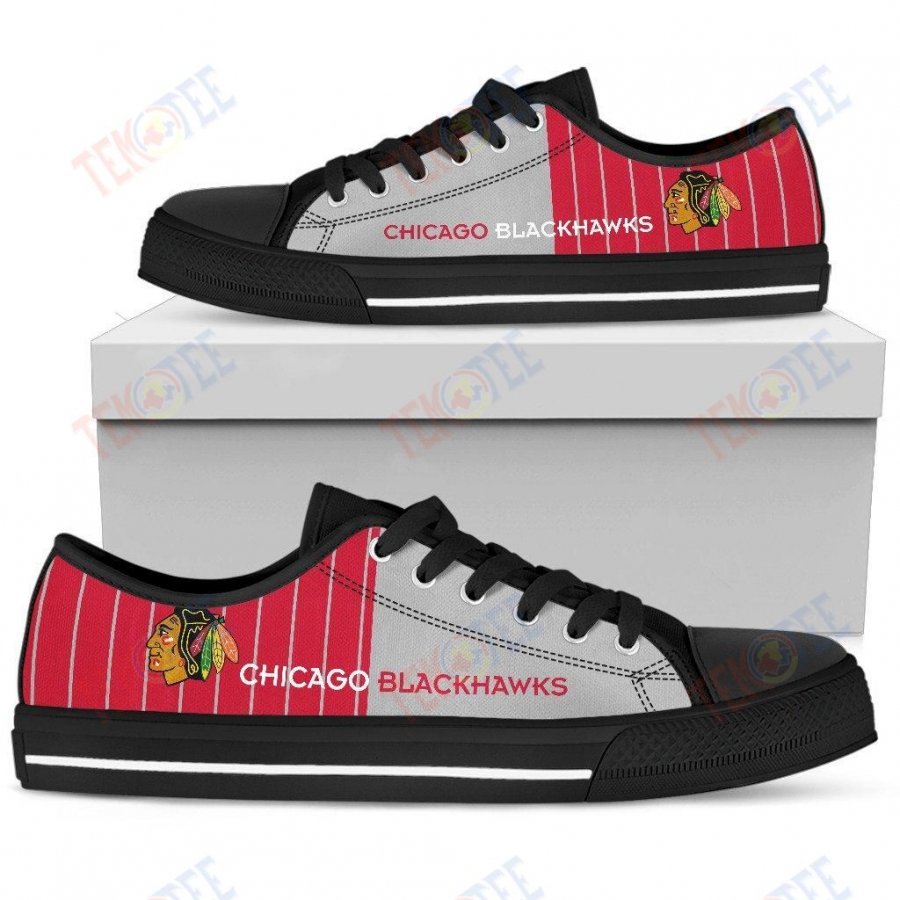 Mens Womens Chicago Blackhawks Simple Design Vertical Stripes Low Top Shoes Custom Print Footwear Convers Sneakers TMT593