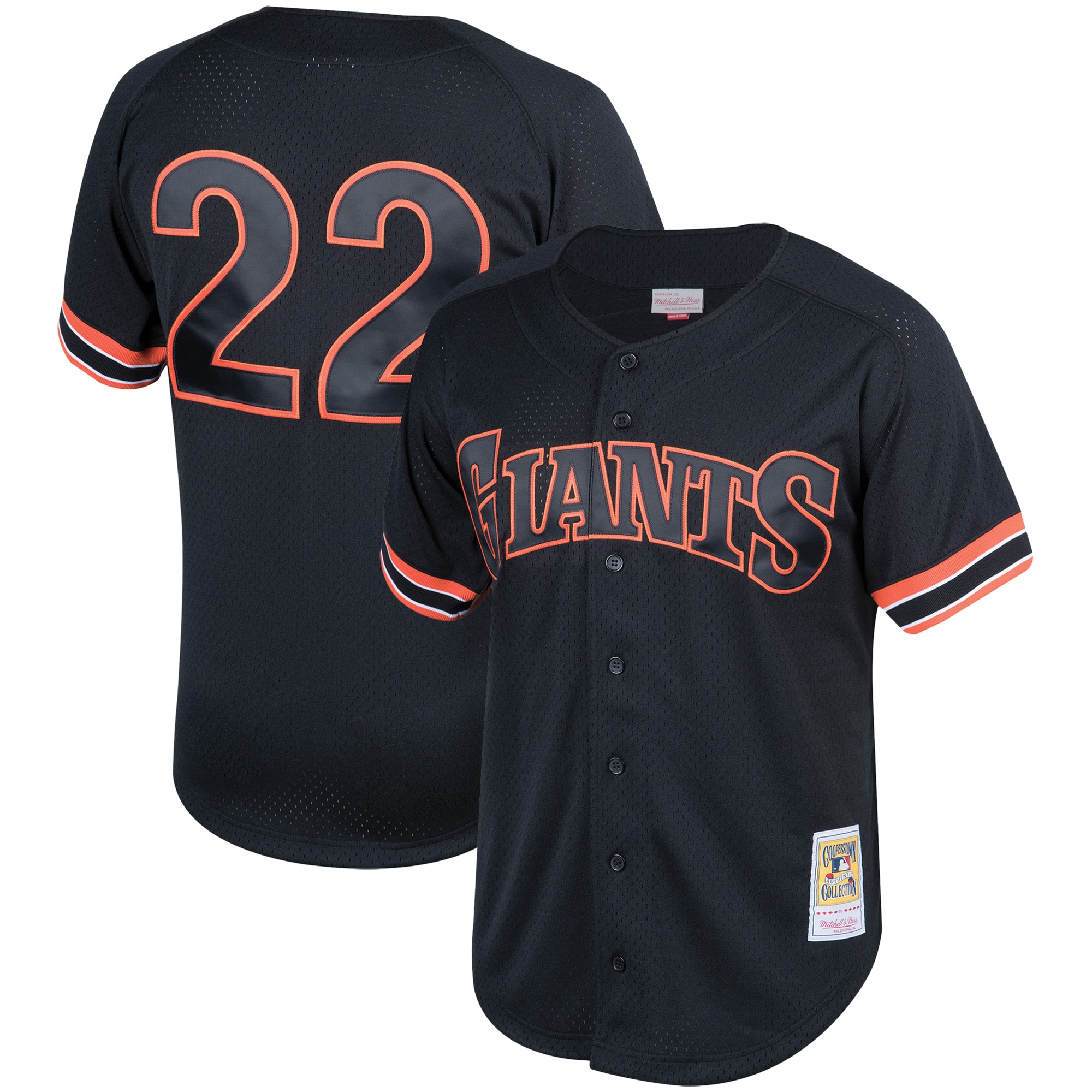 Will Clark San Francisco Giants Mitchell & Ness Cooperstown Collection Mesh Batting Practice Button-Up Jersey – Black