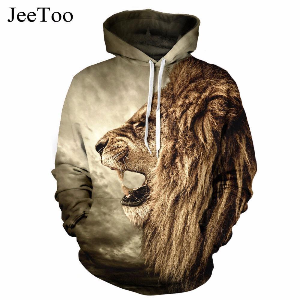 Fashion Couples Hoodies 3D Tiger Lion 2017 Mens Sweatshirt Print Hooded Animal Hoodie Men Women Tracksuit Hoodies Casual Hip Hop