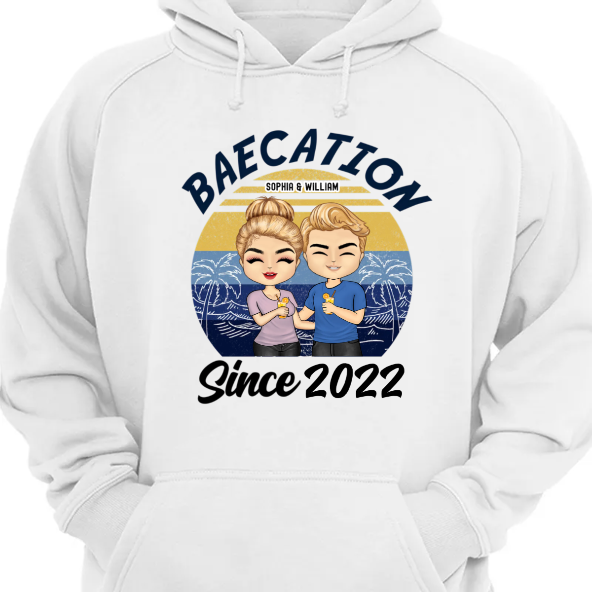 Baecation – Gift For Beach Couple – Personalized Custom Hoodie Sweatshirt