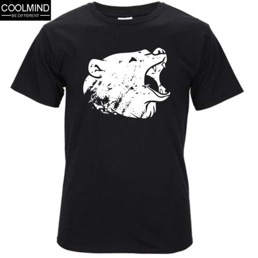 100% Cotton short sleeve print casual bear print T shirt for men o-neck