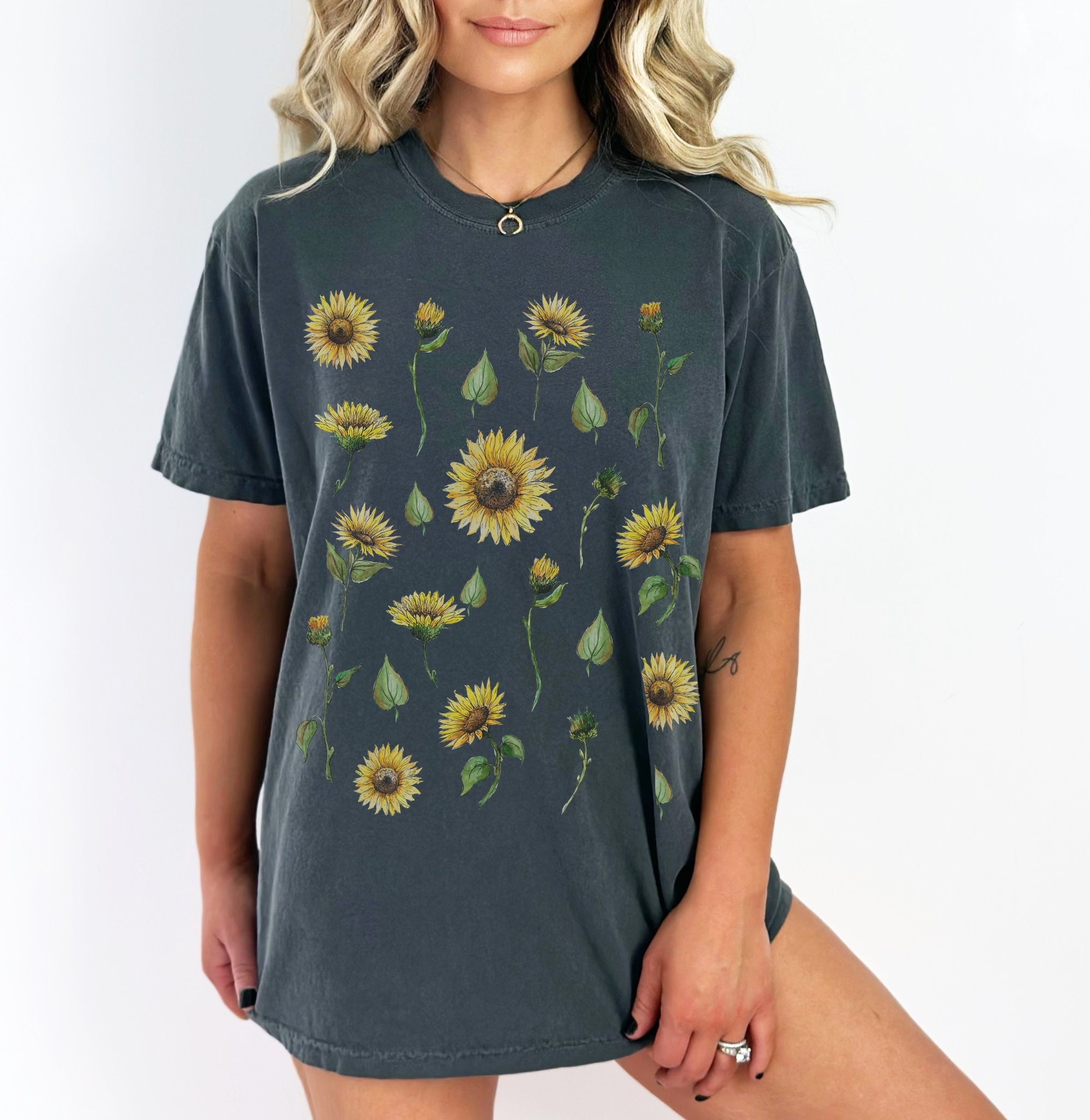 Watercolor Sunflowers Comfort Colors Graphic Tee