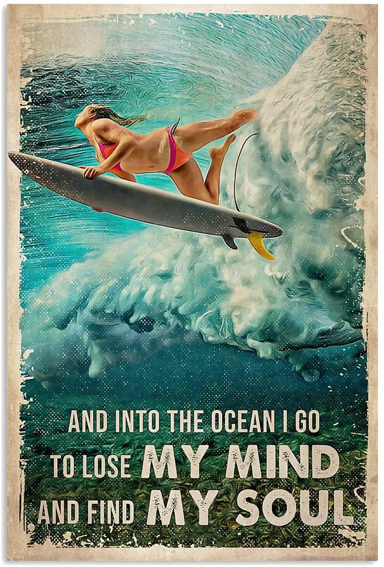 Vintage Surfing Turn Around And Say Watch Me Poster Art Print      Home Decor Gift For Men Women Family Friend On Birthday Xmas