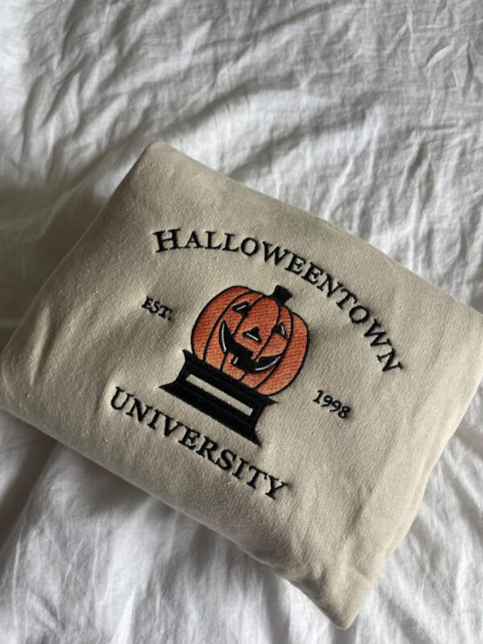 Embroidered Halloween Town University Sweatshirt 2D Crewneck Sweatshirt All Over Print Sweatshirt For Women Sweatshirt For Men Sws2569