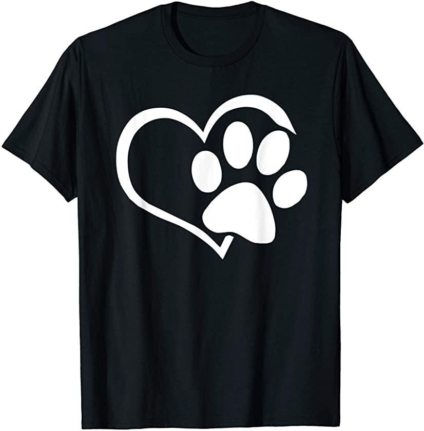 Dog Dad Mom Puppy Shirt Love Dogs Paw Print Heart Women Men T-Shirt