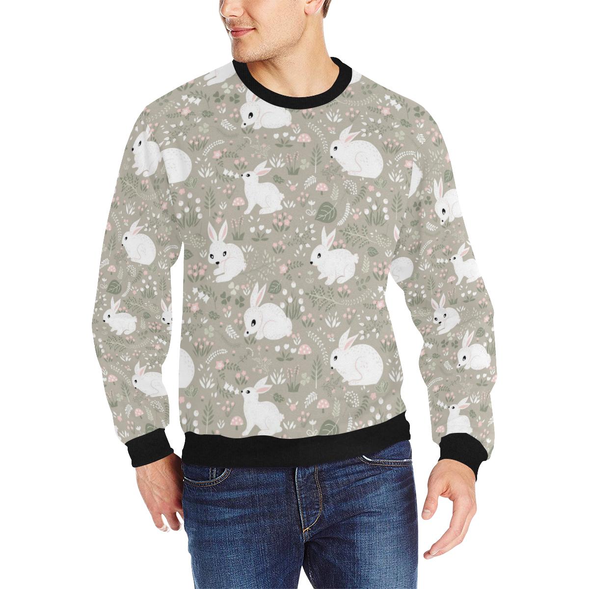 Cute Rabbit Pattern Men’s Crew Neck Sweatshirt