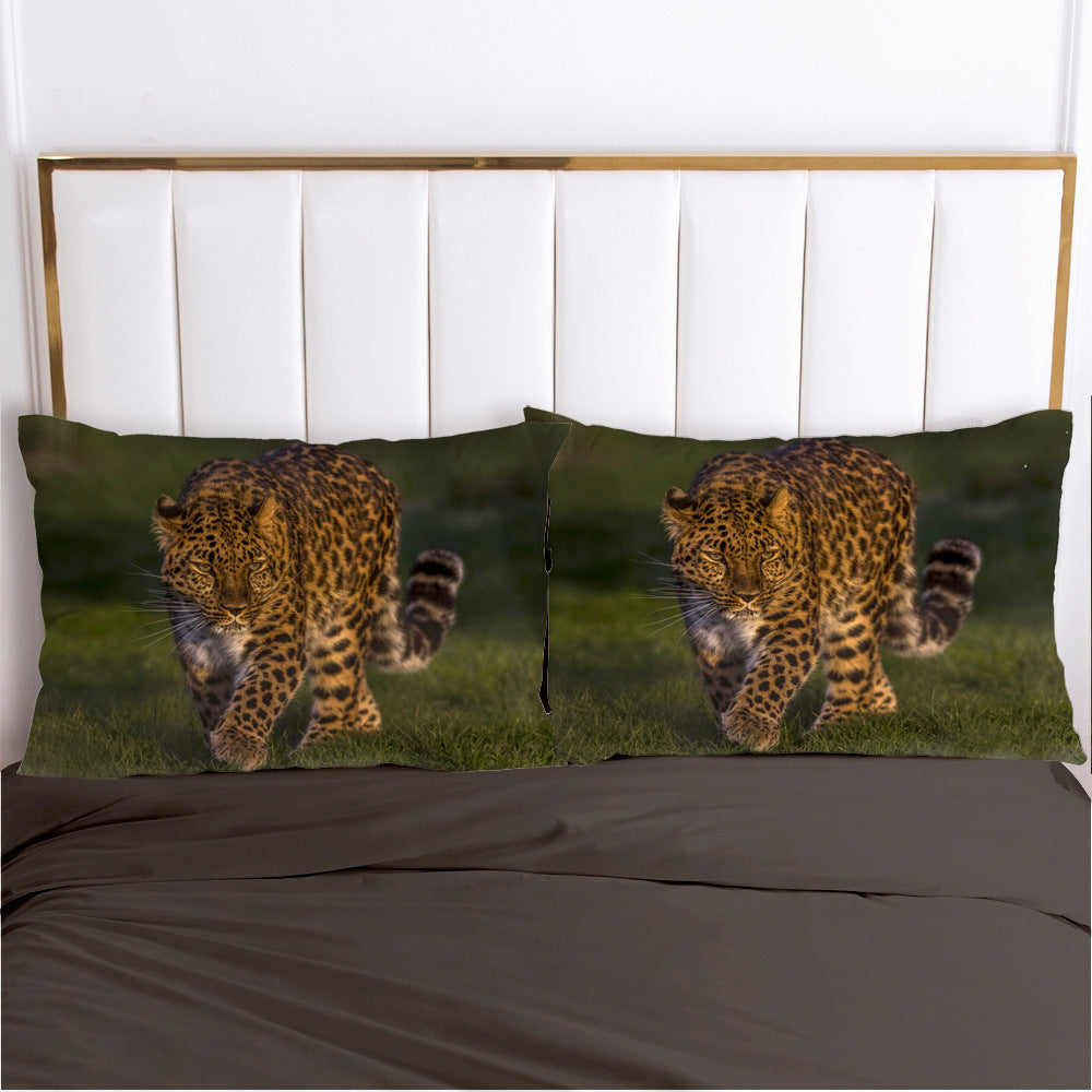 The Leopard Walks On The Grass Pillowcase